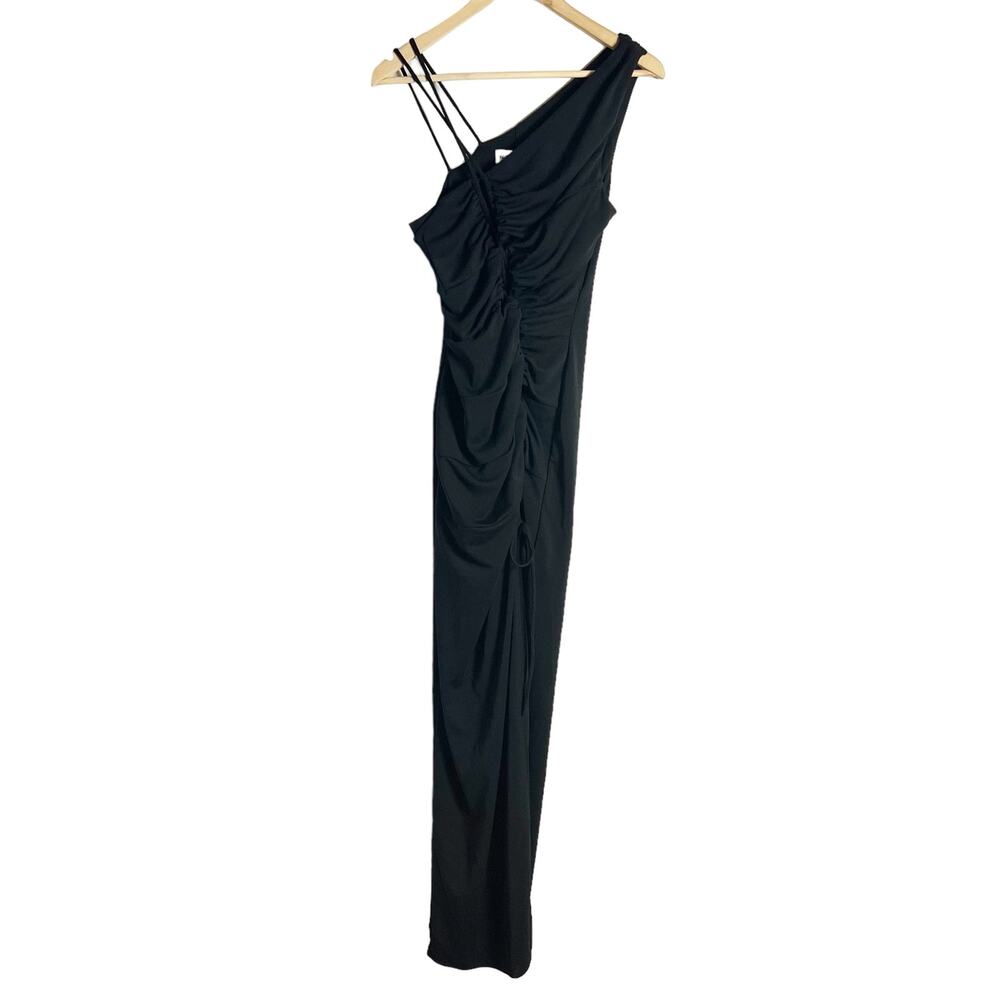Nicholas Prisha Black One Shoulder Cut Out Slit Maxi Gown Size 8 - Picture 6 of 13